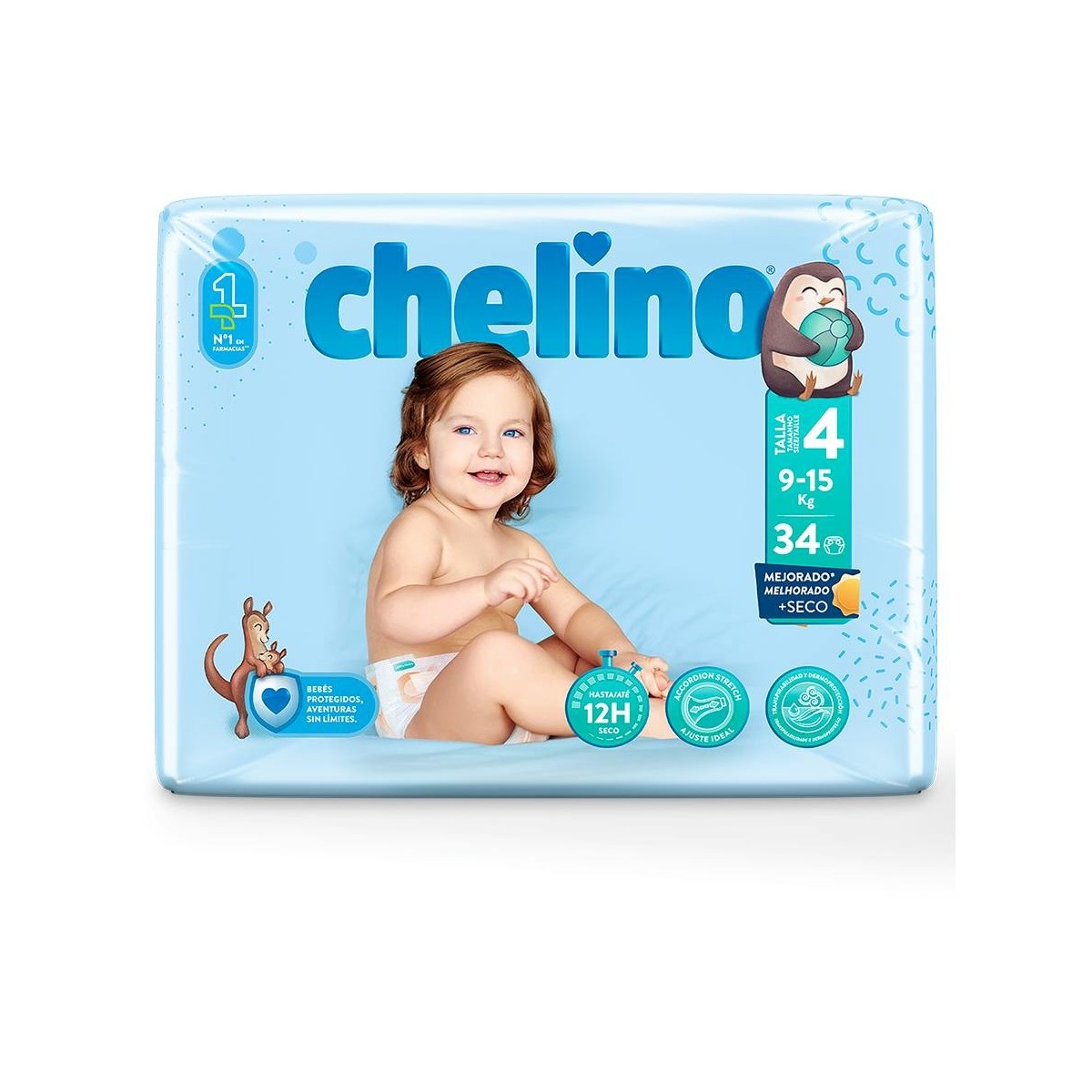 Chelino Pañal T-4 Gateo. De 9 A 15 Kg. Bsa. 34 U.
